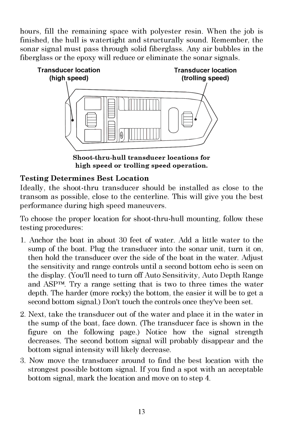 Lowrance electronic X51 manual Testing Determines Best Location 