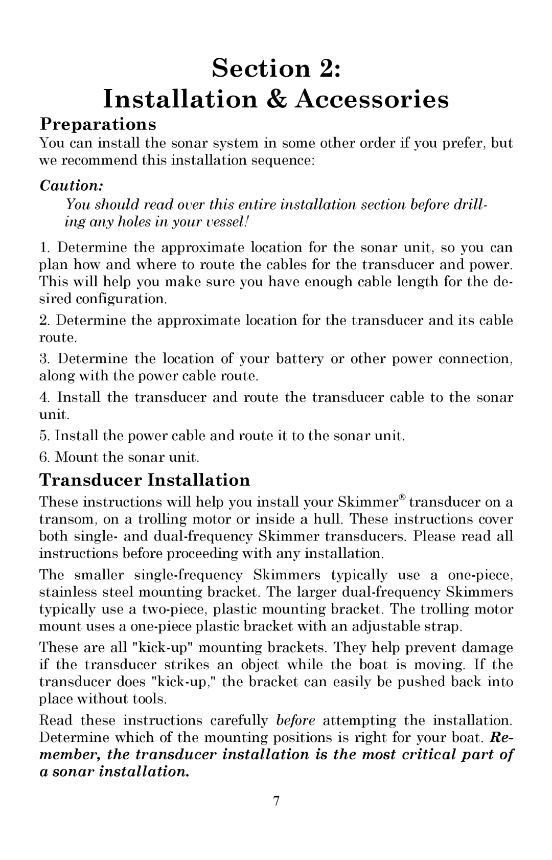 Lowrance electronic X510C, X515C DF manual Preparations, Transducer Installation 