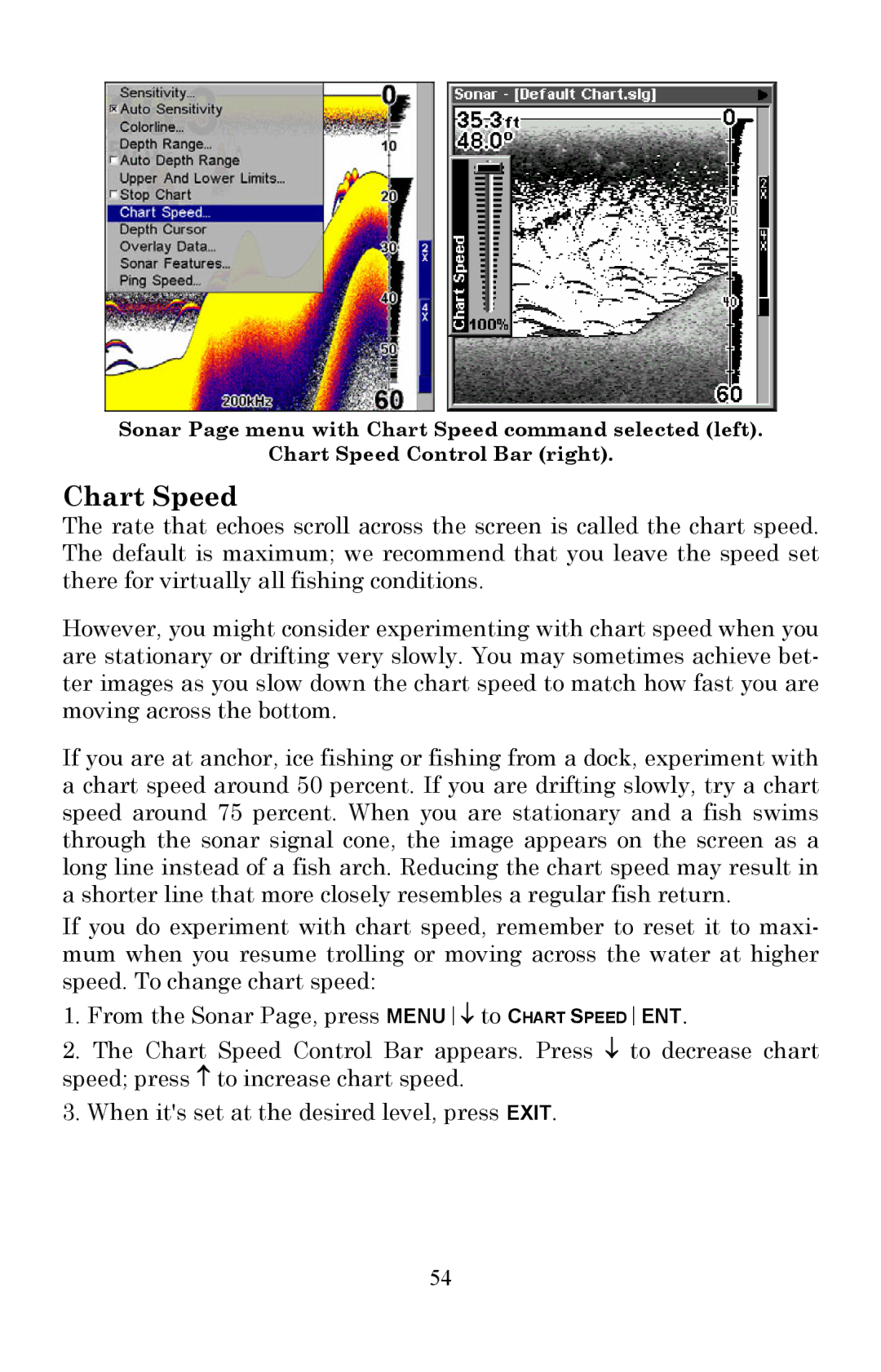 Lowrance electronic X515C DF, X510C manual Chart Speed 