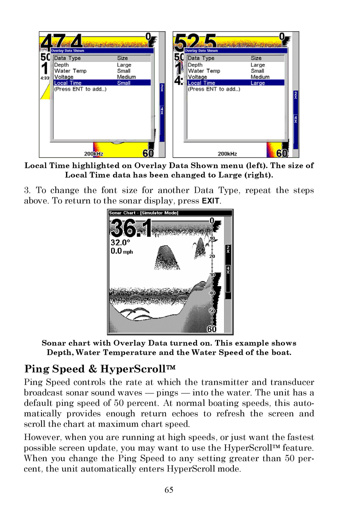 Lowrance electronic X510C, X515C DF manual Ping Speed & HyperScroll 