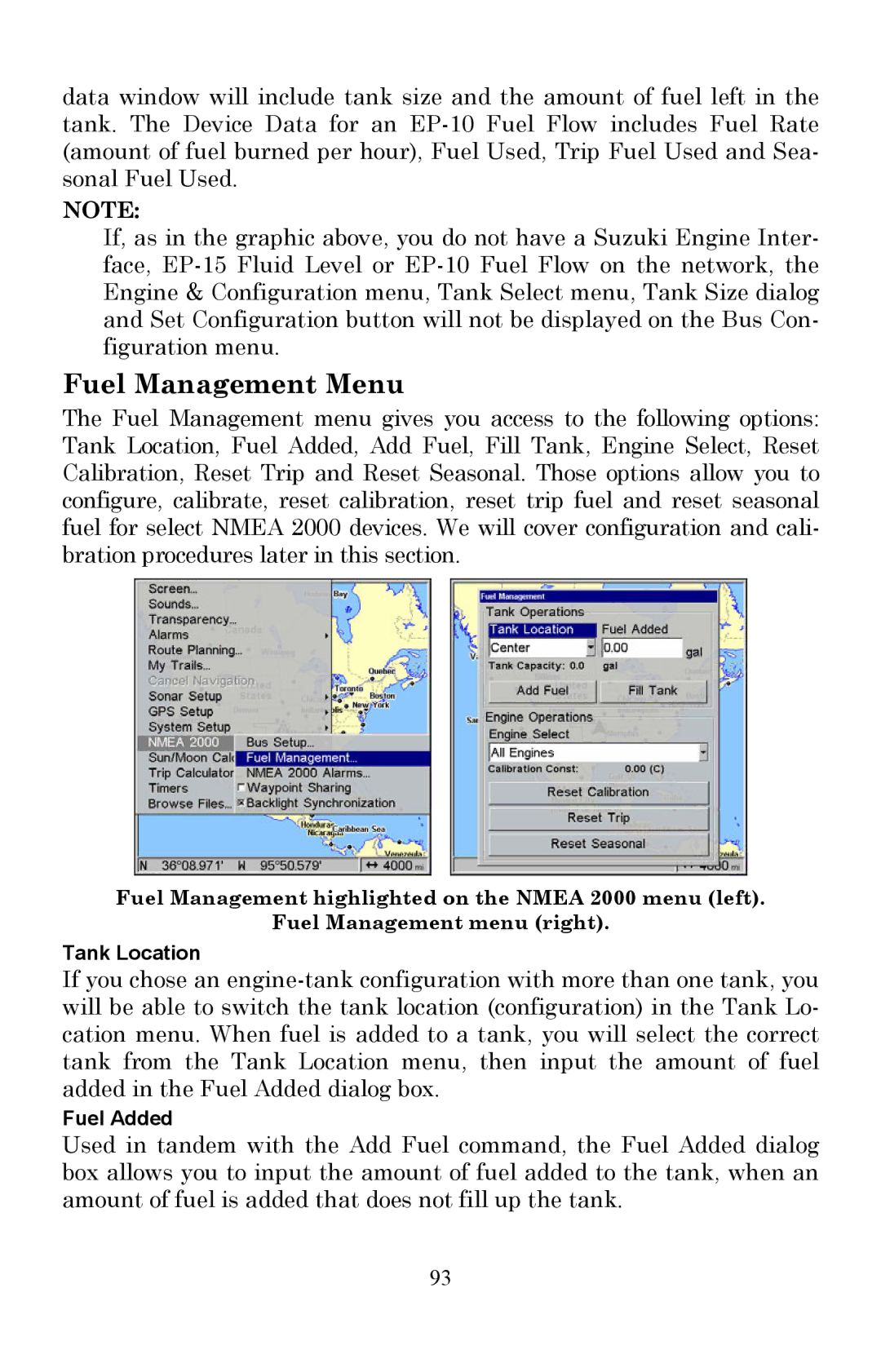 Lowrance electronic X510C, X515C DF manual Fuel Management Menu 