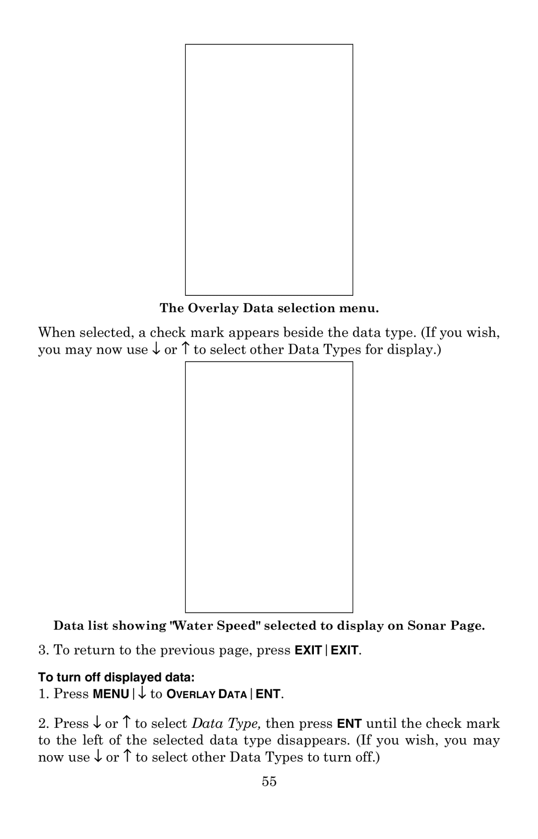 Lowrance electronic X59DF, X52 manual To turn off displayed data 