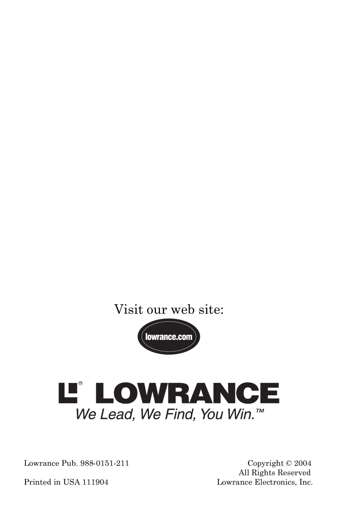 Lowrance electronic X52, X59DF manual Visit our web site 