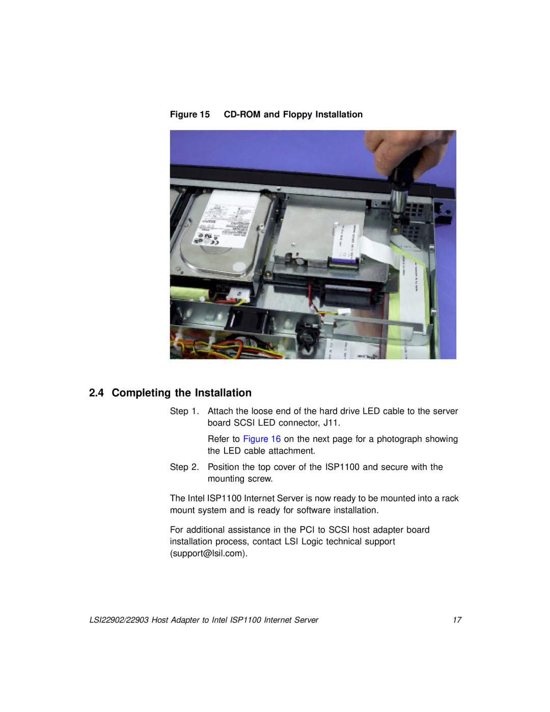 LSI 22902, 22903 manual Completing the Installation, CD-ROM and Floppy Installation 