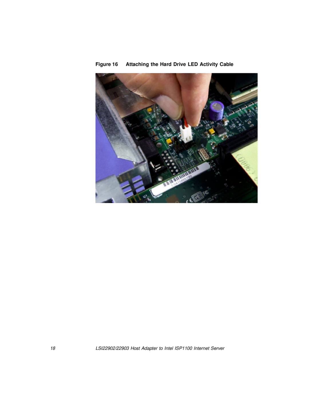 LSI 22903, 22902 manual Attaching the Hard Drive LED Activity Cable 