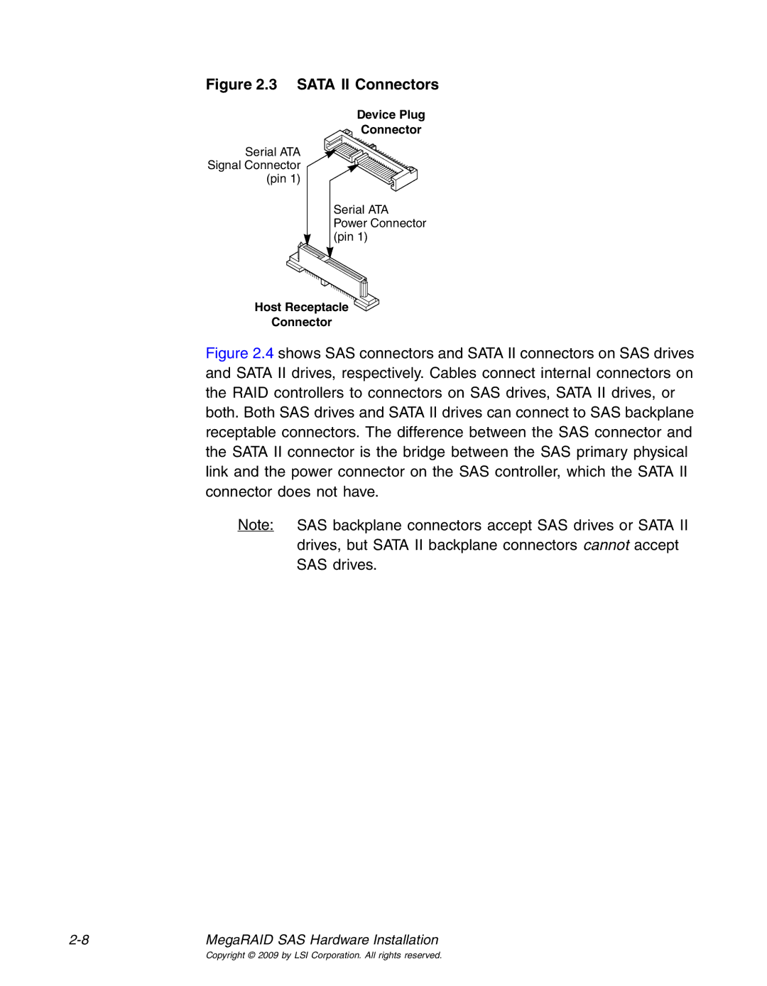 LSI 25083 manual Sata II Connectors 