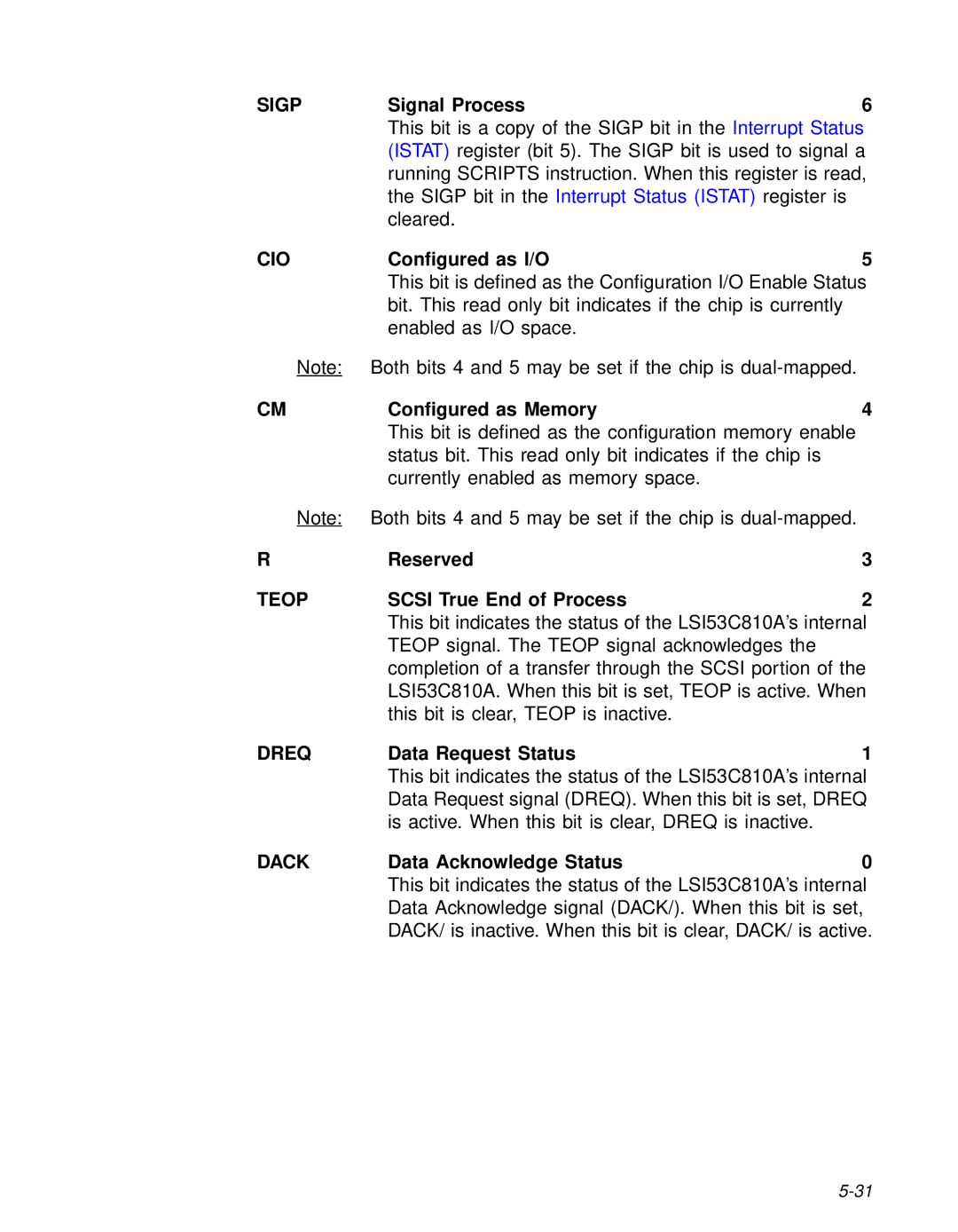 LSI 53C810A technical manual Cio, Teop, Dreq, Dack 