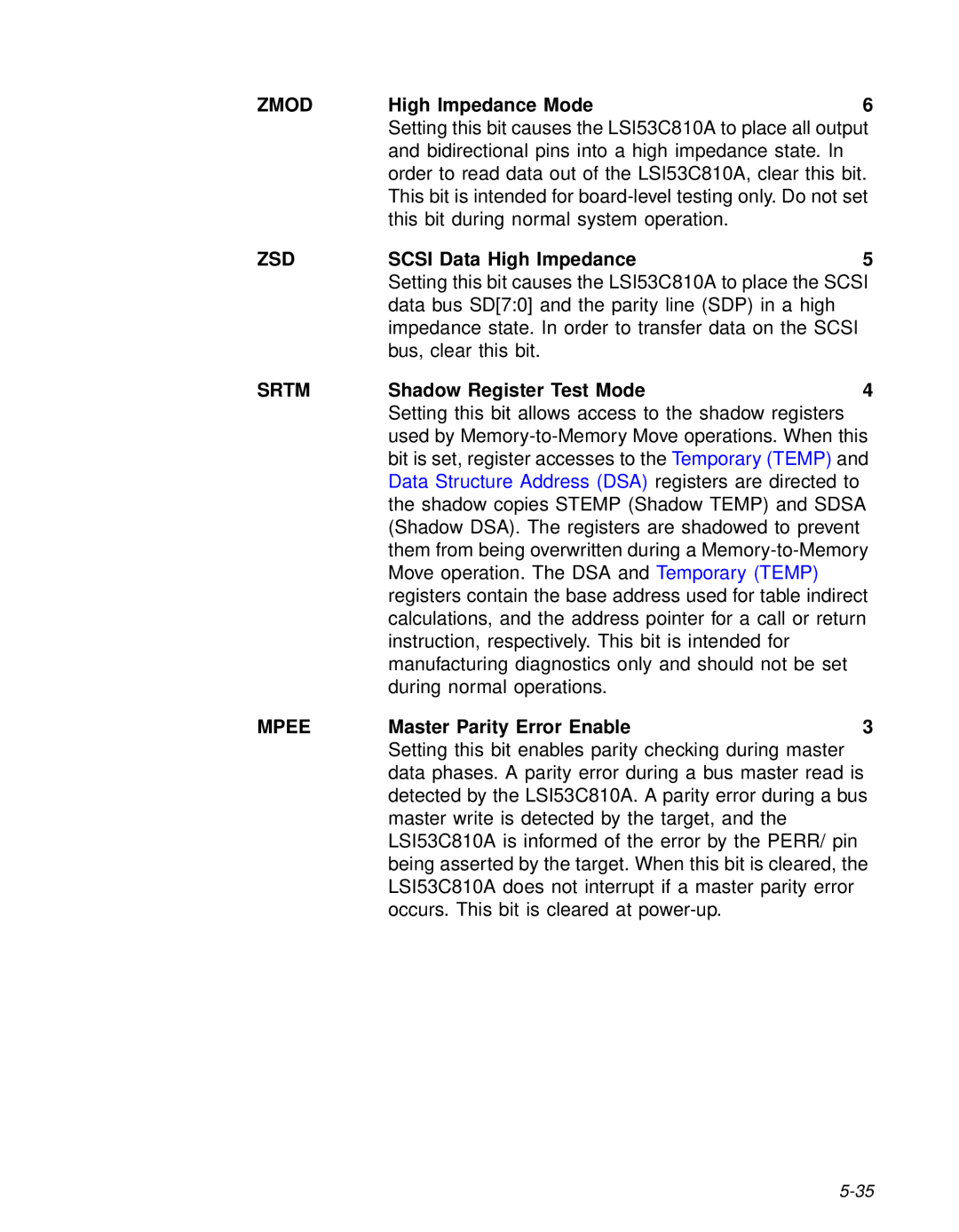 LSI 53C810A technical manual Zmod, Zsd, Srtm 