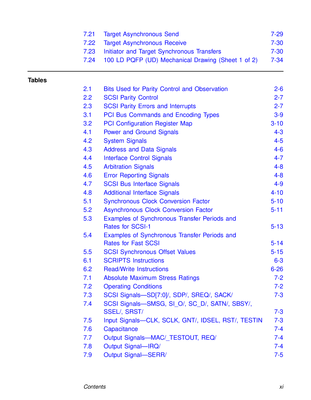 LSI 53C810A technical manual Tables 