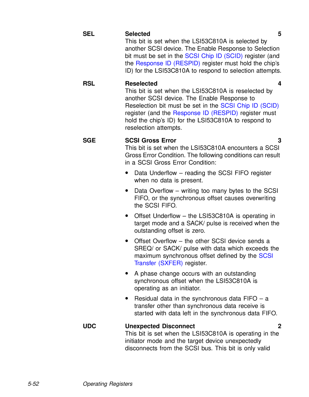 LSI 53C810A technical manual Transfer Sxfer register 