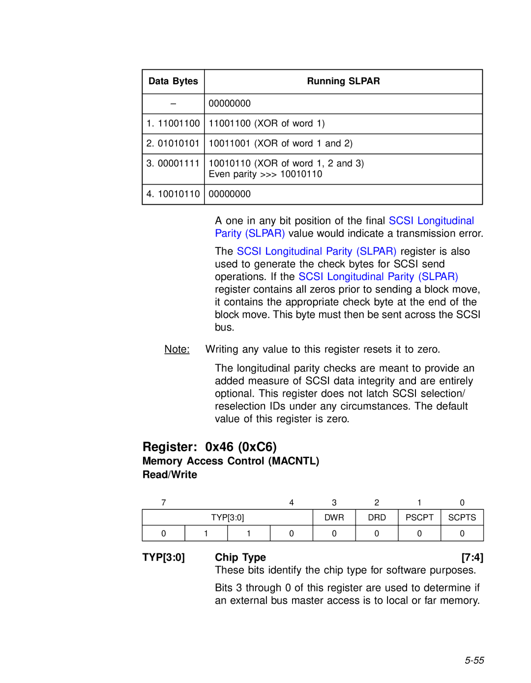 LSI 53C810A technical manual Register 0x46 0xC6, Memory Access Control Macntl Read/Write, TYP30 Chip Type 