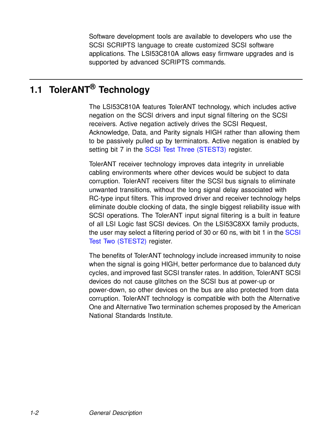 LSI 53C810A technical manual TolerANT Technology 