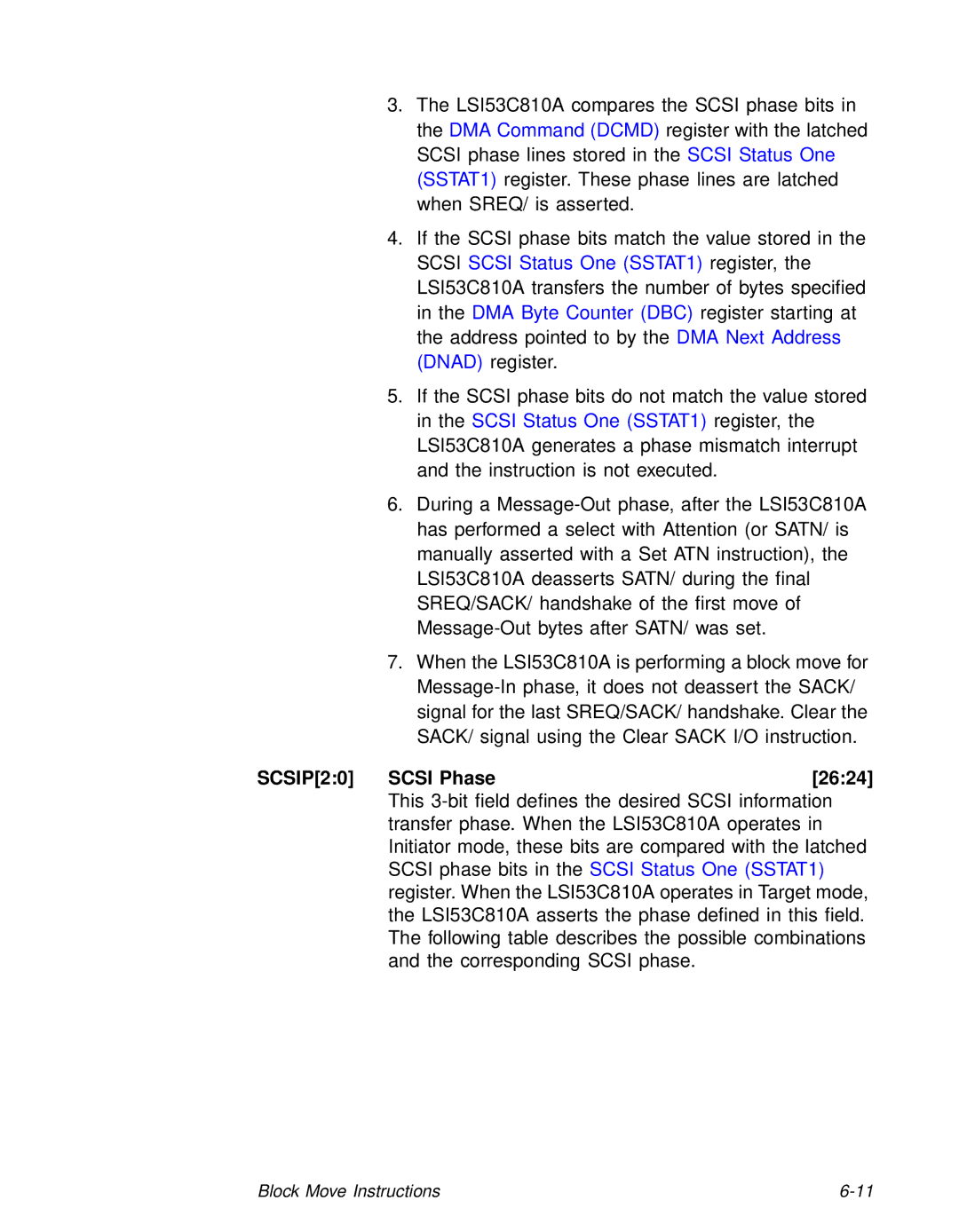 LSI 53C810A technical manual SCSIP20 Scsi Phase2624 