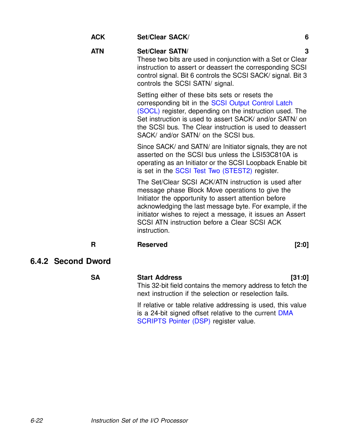 LSI 53C810A technical manual Set/Clear Sack, Set/Clear Satn, SAStart Address310 