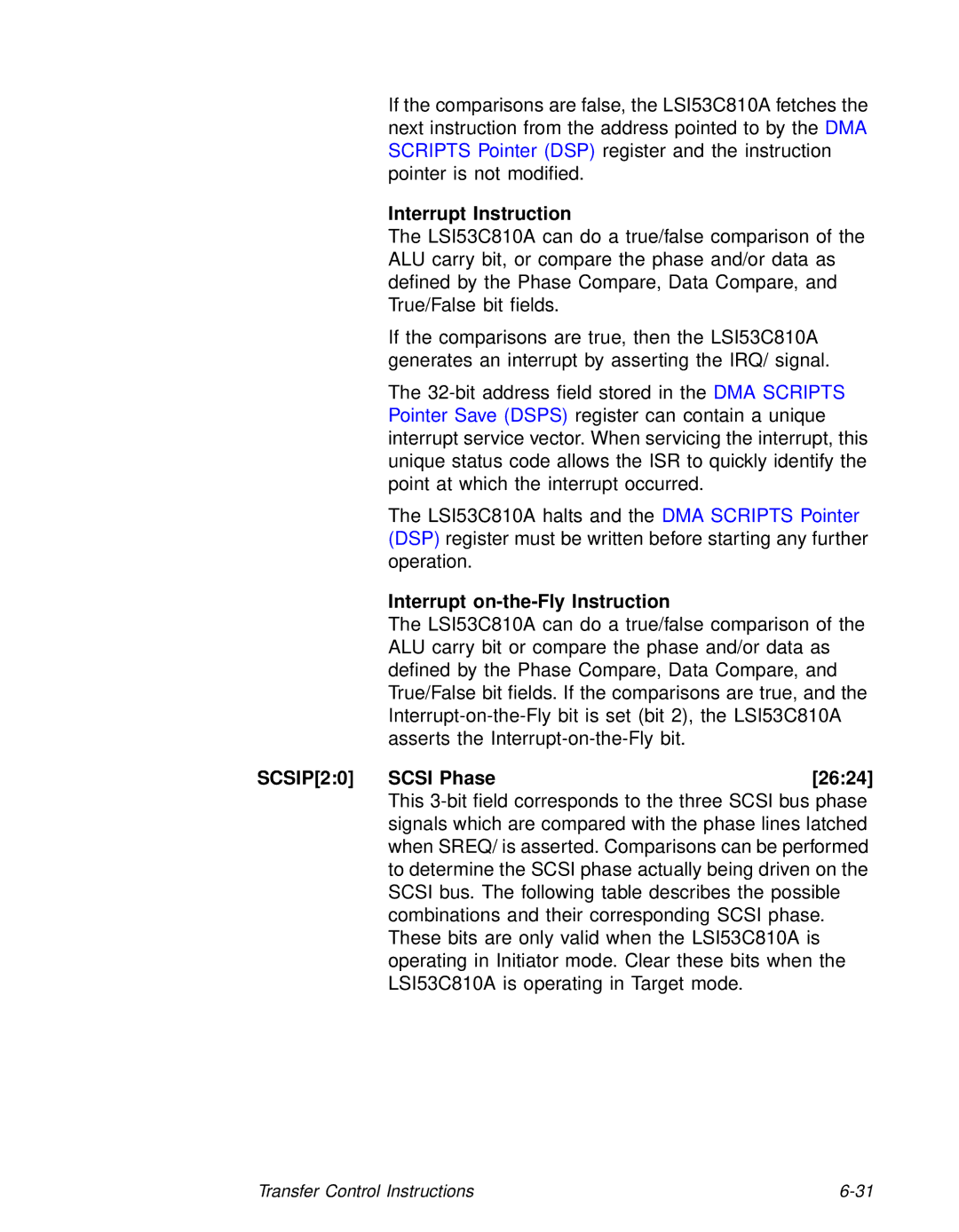 LSI 53C810A technical manual Interrupt Instruction, Interrupt on-the-Fly Instruction 