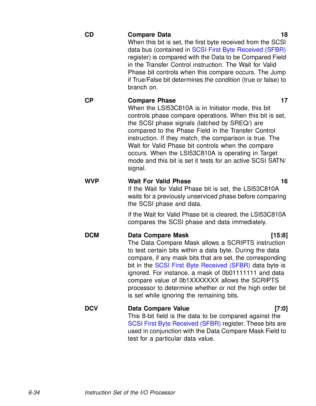 LSI 53C810A technical manual Wvp, Dcm 