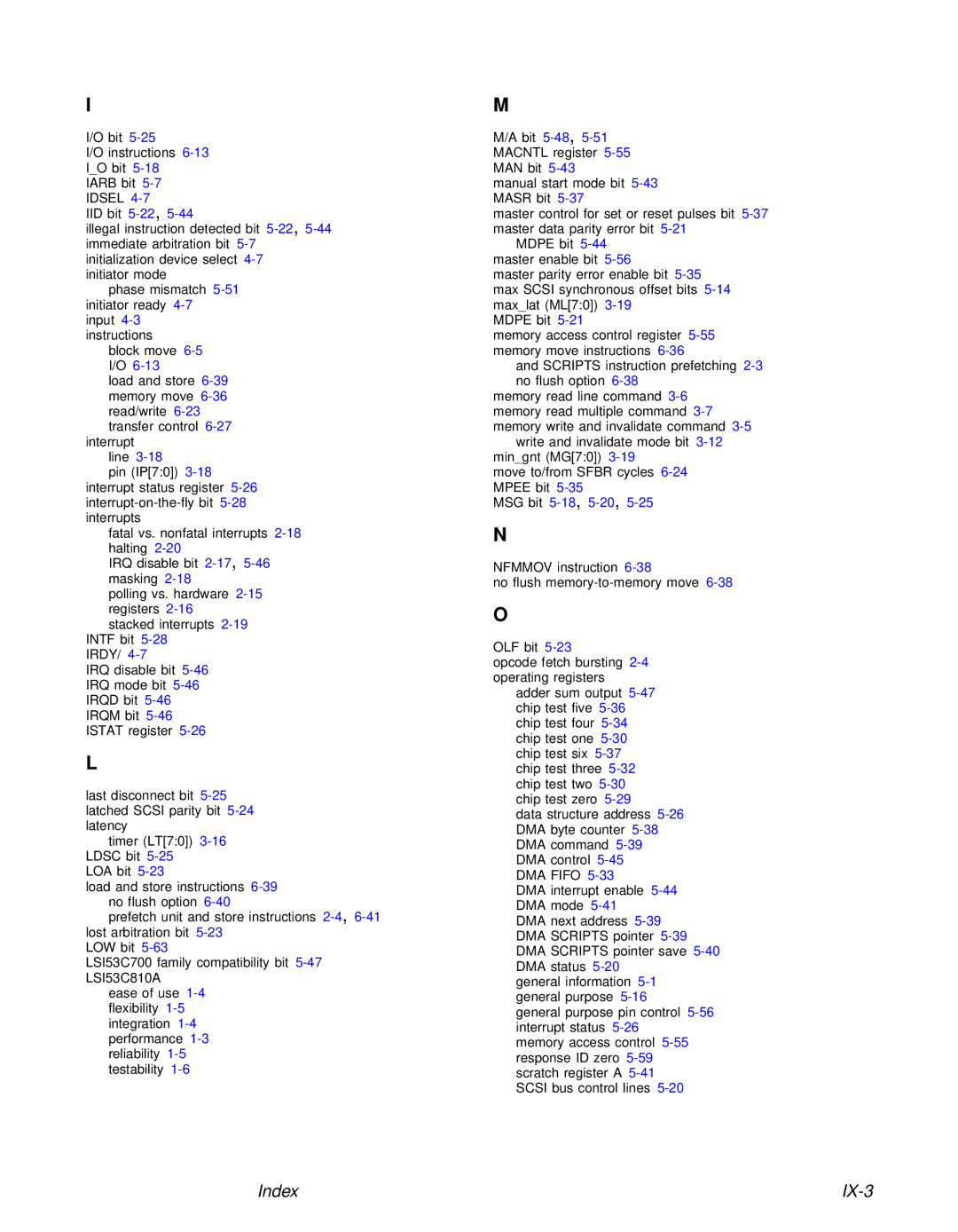 LSI 53C810A technical manual Index 