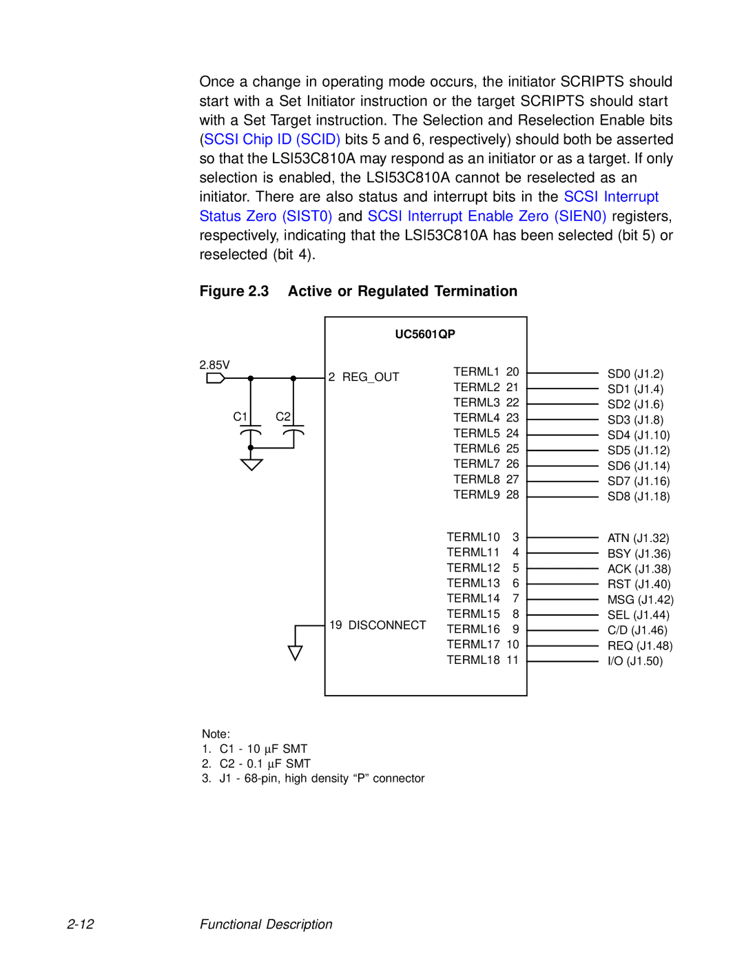 LSI 53C810A technical manual Active or Regulated Termination 