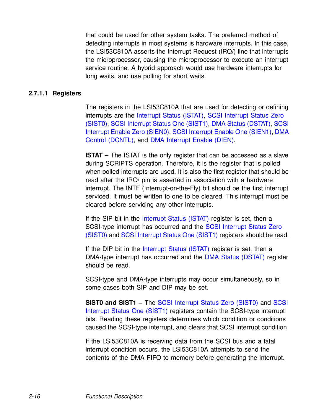 LSI 53C810A technical manual Registers 