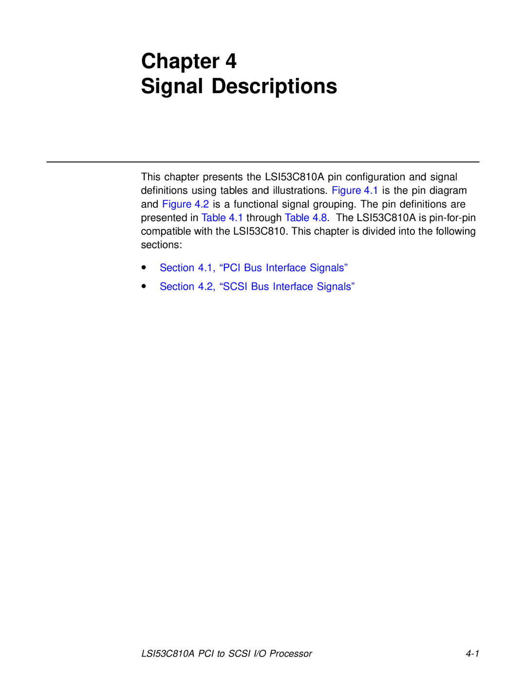 LSI 53C810A technical manual Chapter Signal Descriptions 