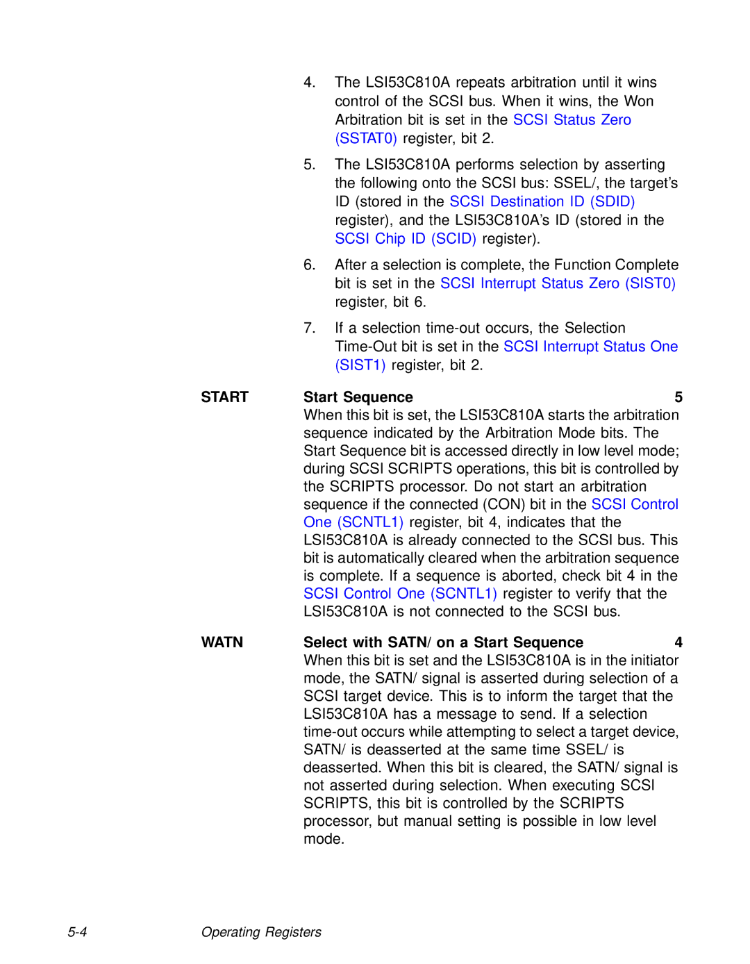 LSI 53C810A technical manual Watn Select with SATN/ on a Start Sequence4 
