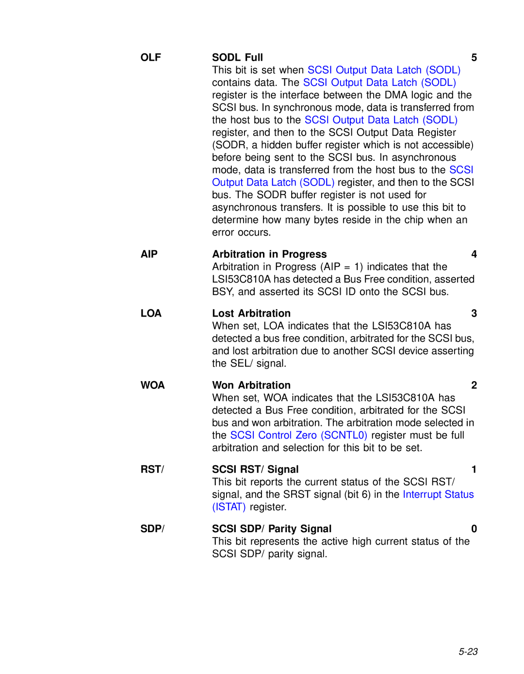 LSI 53C810A technical manual Olf, Aip, Loa, Woa 