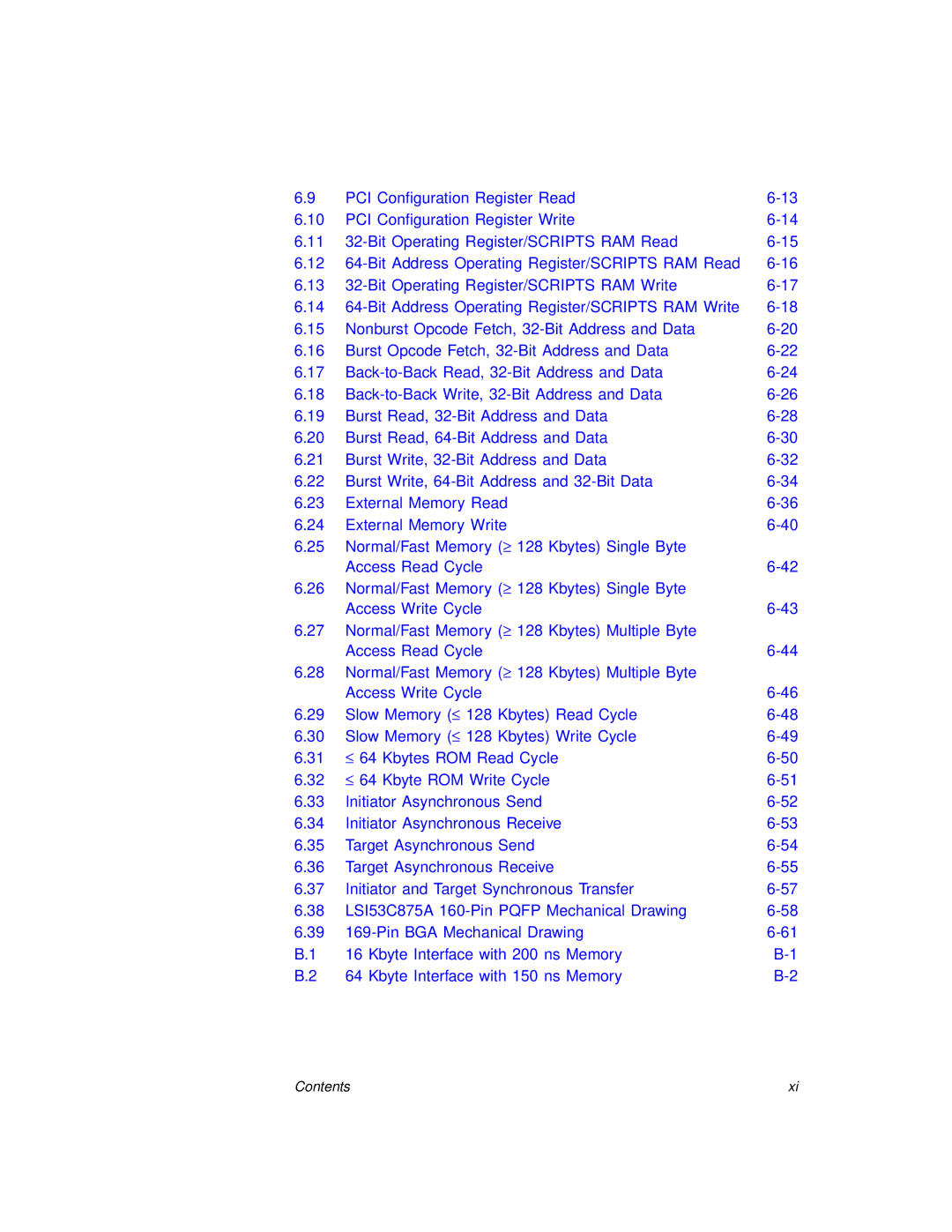 LSI 53C875A technical manual Contents 