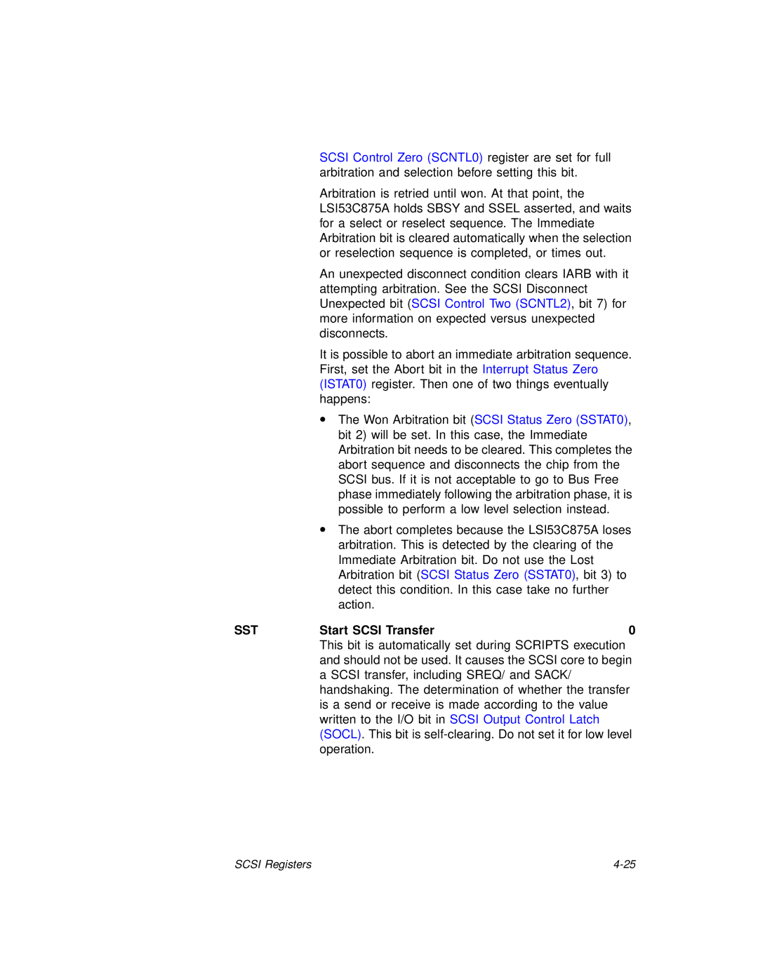 LSI 53C875A technical manual SSTStart Scsi Transfer0 