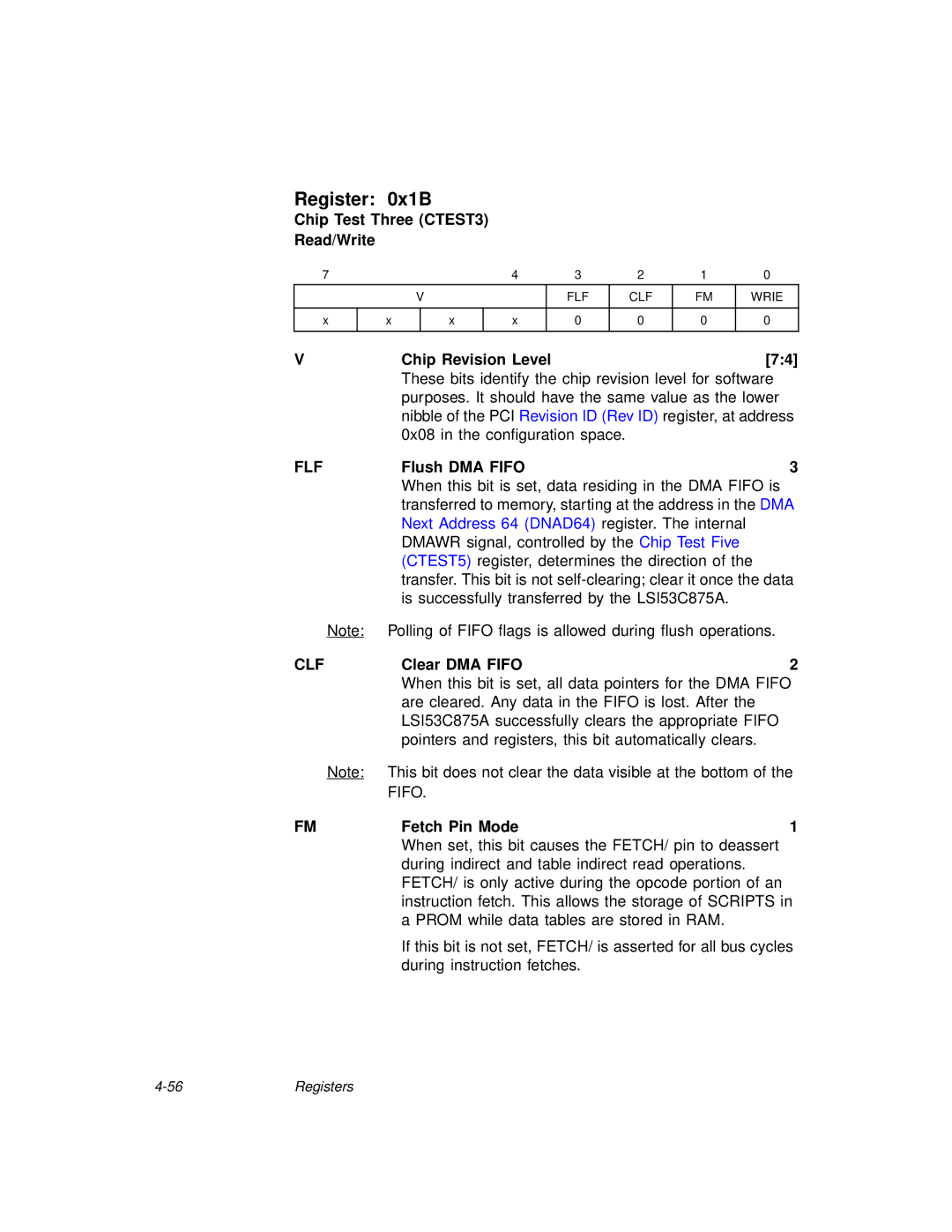 LSI 53C875A technical manual Register 0x1B, Flf, Clf 