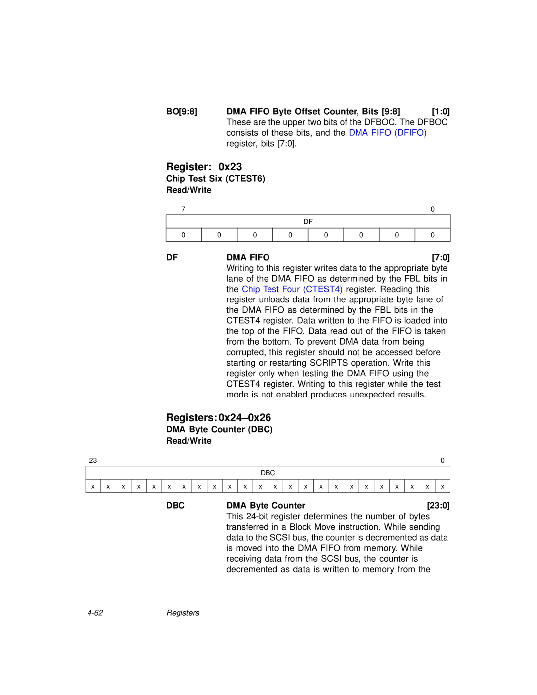 LSI 53C875A technical manual Dfdma FIFO70, Dbc 