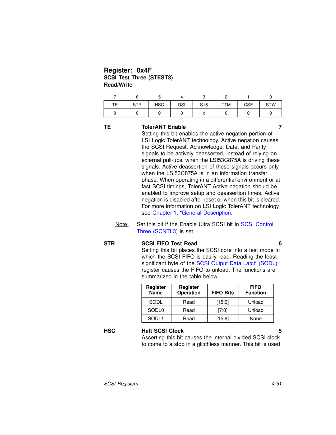 LSI 53C875A technical manual Register 0x4F, Str 