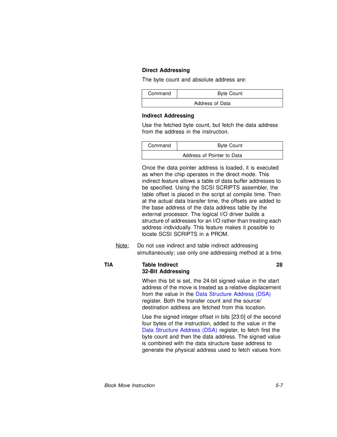 LSI 53C875A technical manual Direct Addressing, Tia, Table Indirect Bit Addressing 