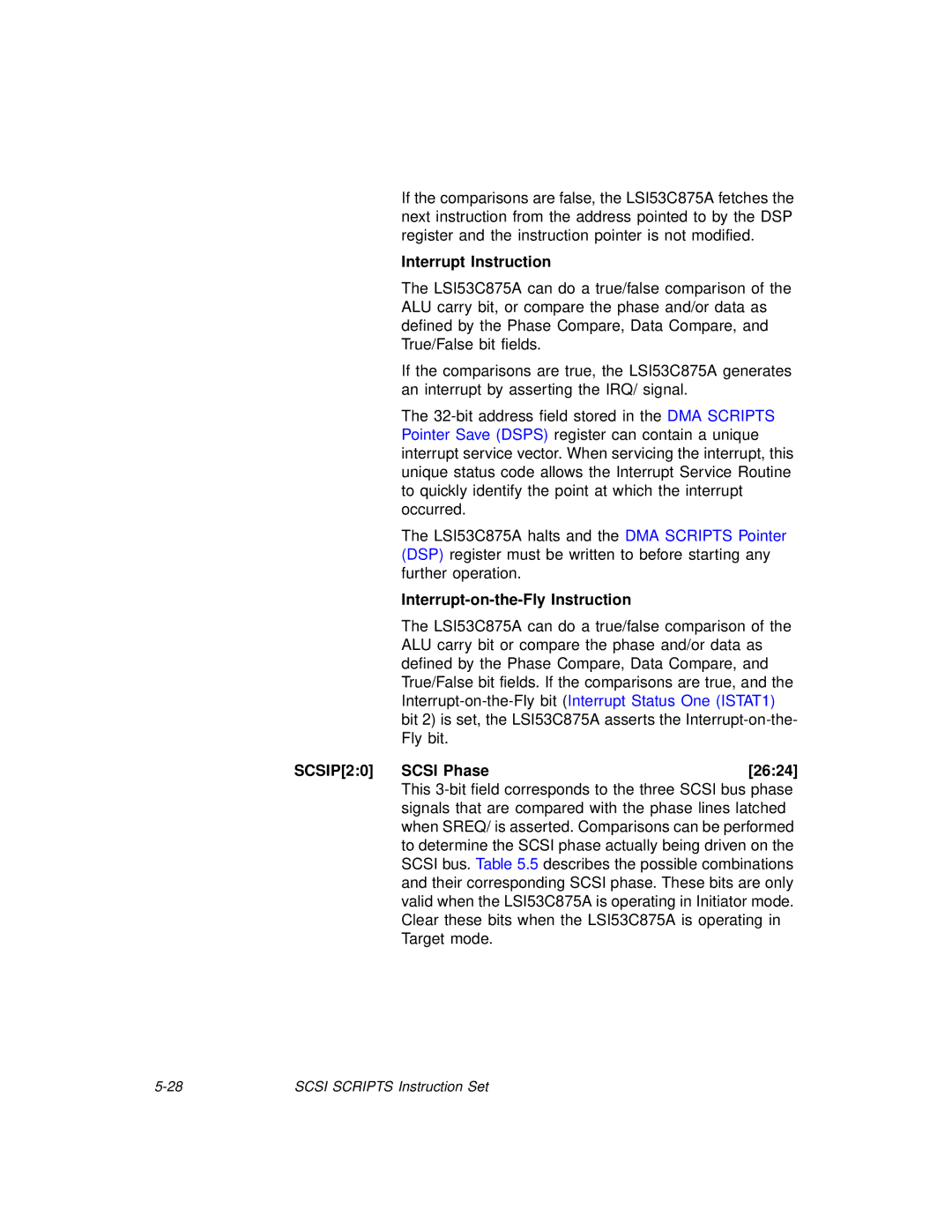 LSI 53C875A technical manual Interrupt Instruction, Interrupt-on-the-Fly Instruction 