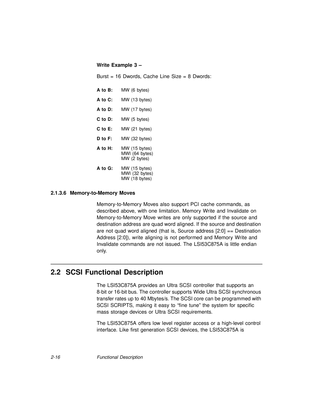 LSI 53C875A technical manual Scsi Functional Description, Memory-to-Memory Moves 