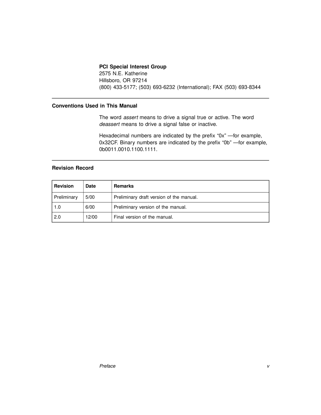 LSI 53C875A PCI Special Interest Group, Conventions Used in This Manual, Revision Record, Revision Date Remarks 