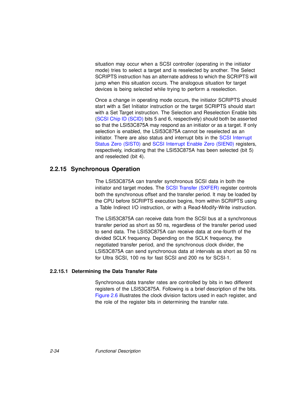 LSI 53C875A technical manual Synchronous Operation, Determining the Data Transfer Rate 