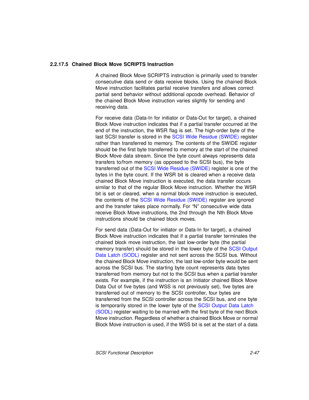 LSI 53C875A technical manual Chained Block Move Scripts Instruction 