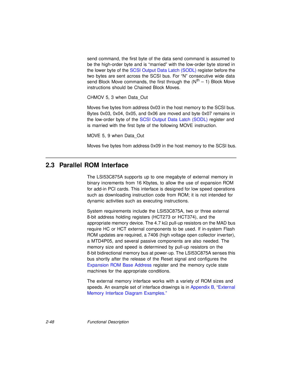 LSI 53C875A technical manual Parallel ROM Interface 