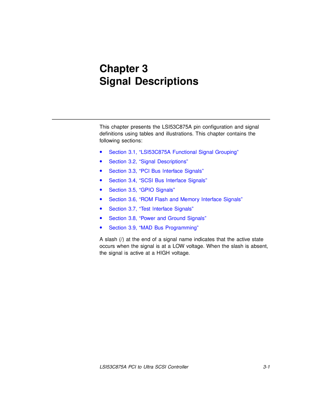 LSI 53C875A technical manual Chapter Signal Descriptions 