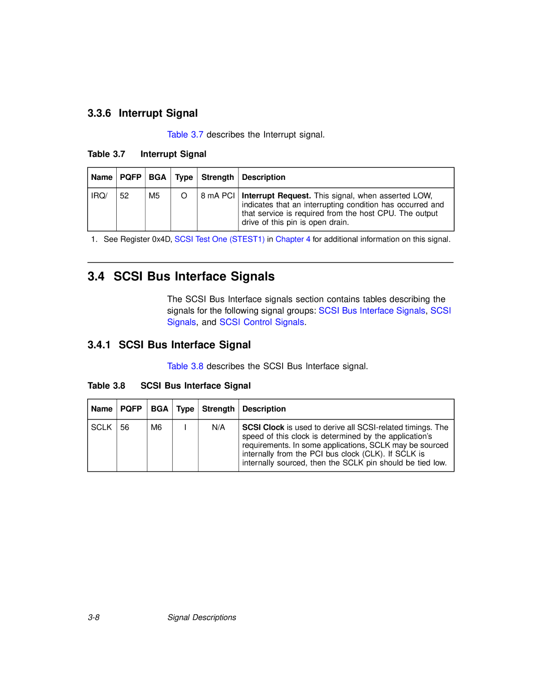 LSI 53C875A technical manual Scsi Bus Interface Signals, Interrupt Signal 