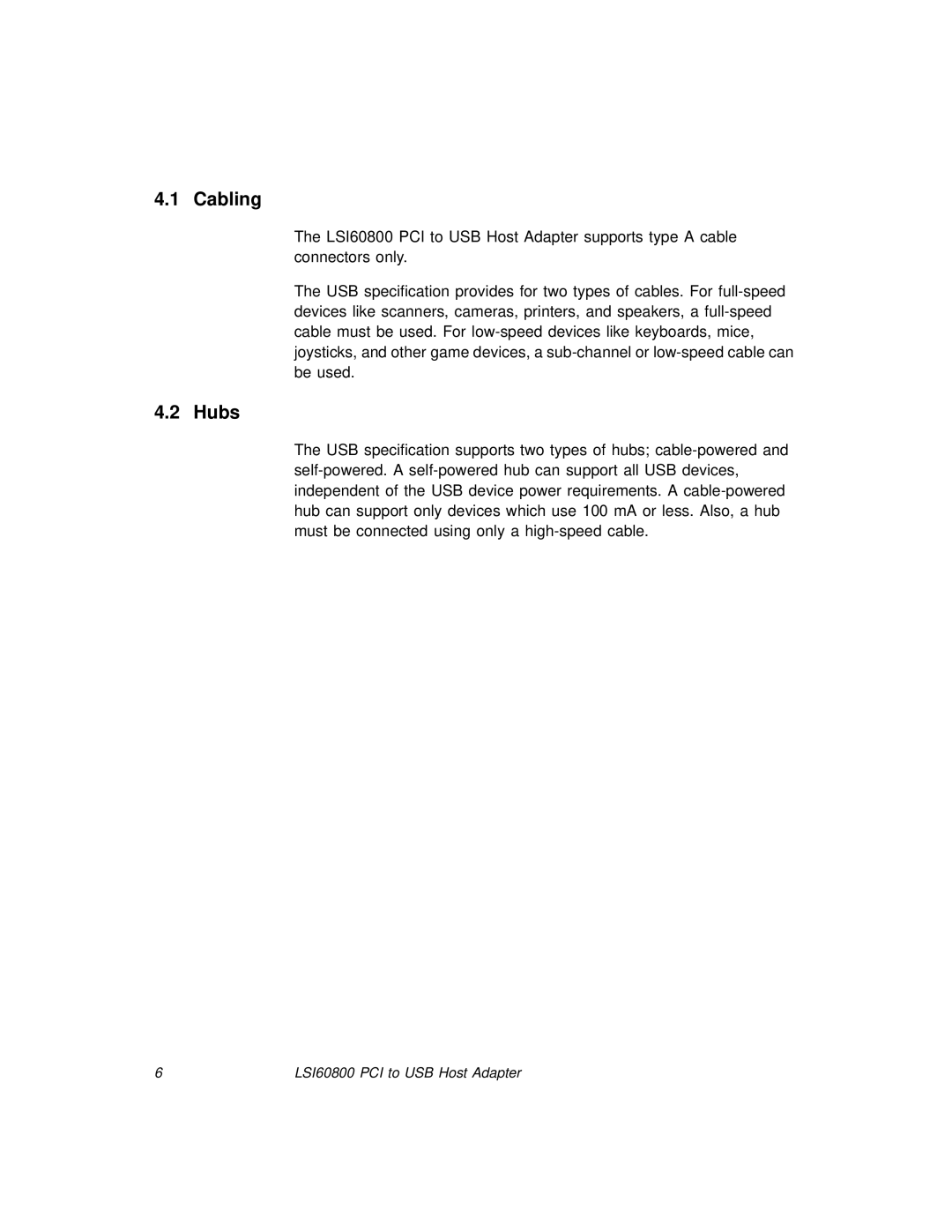 LSI 60800 manual Cabling, Hubs 