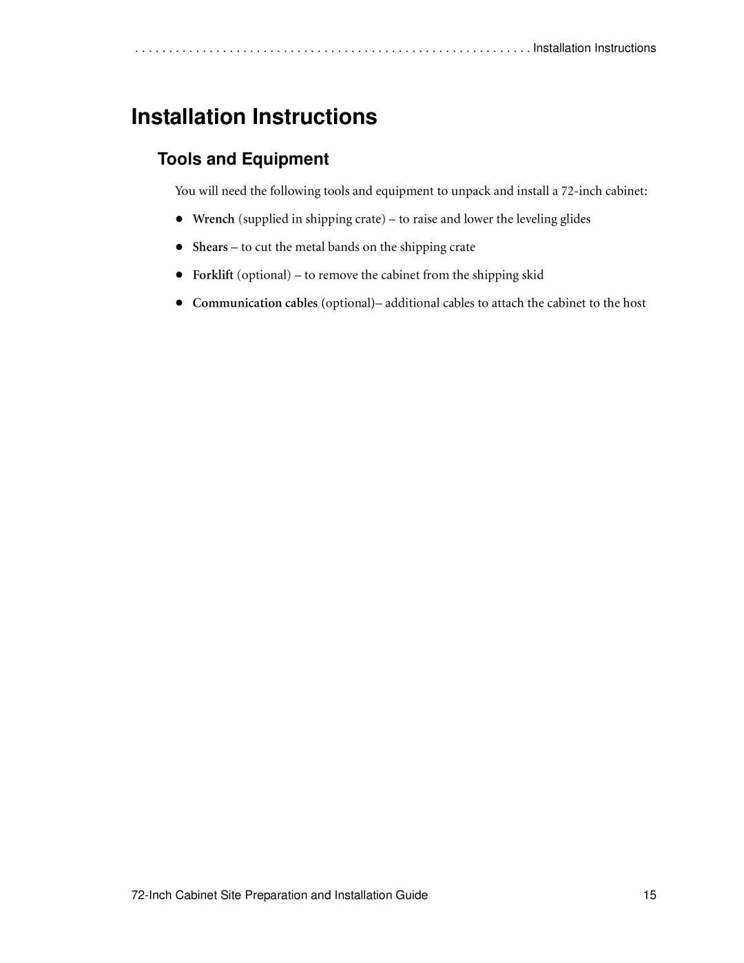 LSI AA1167-E1 manual Installation Instructions, Tools and Equipment 