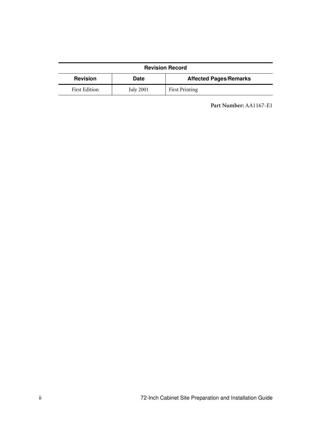 LSI AA1167-E1 manual Revision Record Date Affected Pages/Remarks 