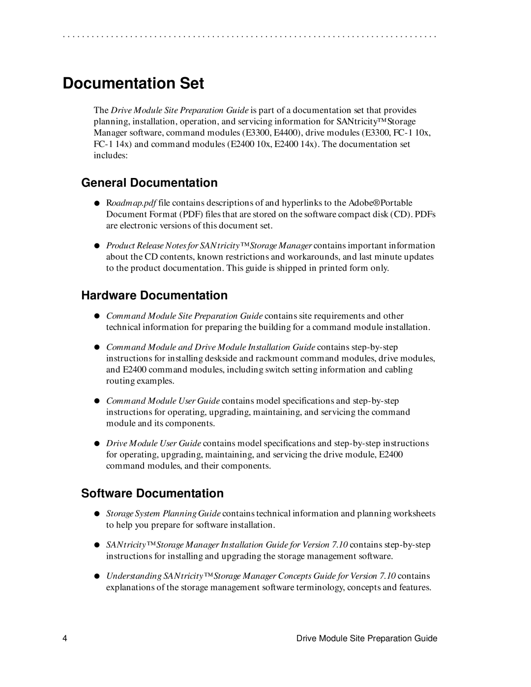 LSI DF1153-E1 manual Documentation Set, General Documentation, Hardware Documentation, Software Documentation 