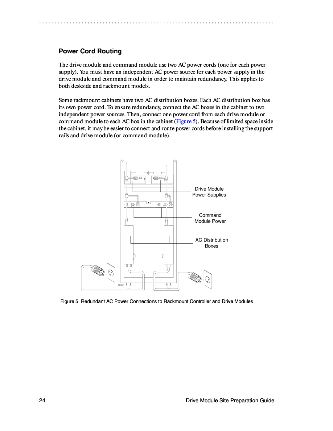 LSI DF1153-E1 Power Cord Routing, Drive Module Site Preparation Guide, Drive Module Power Supplies Command Module Power 
