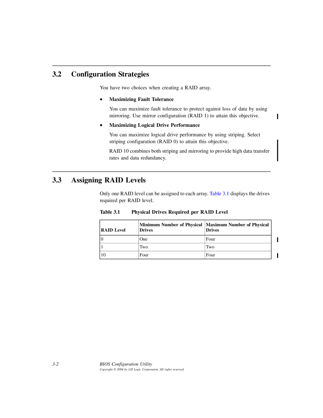 LSI ICH6R, D815-000319-00 manual Configuration Strategies, Assigning RAID Levels, Maximizing Fault Tolerance 