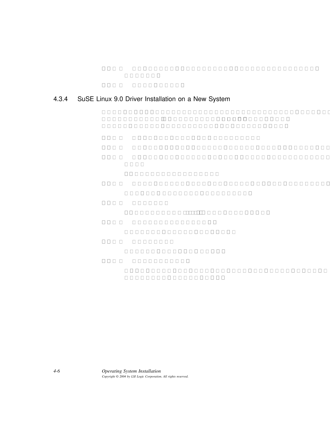 LSI ICH6R, D815-000319-00 manual SuSE Linux 9.0 Driver Installation on a New System 