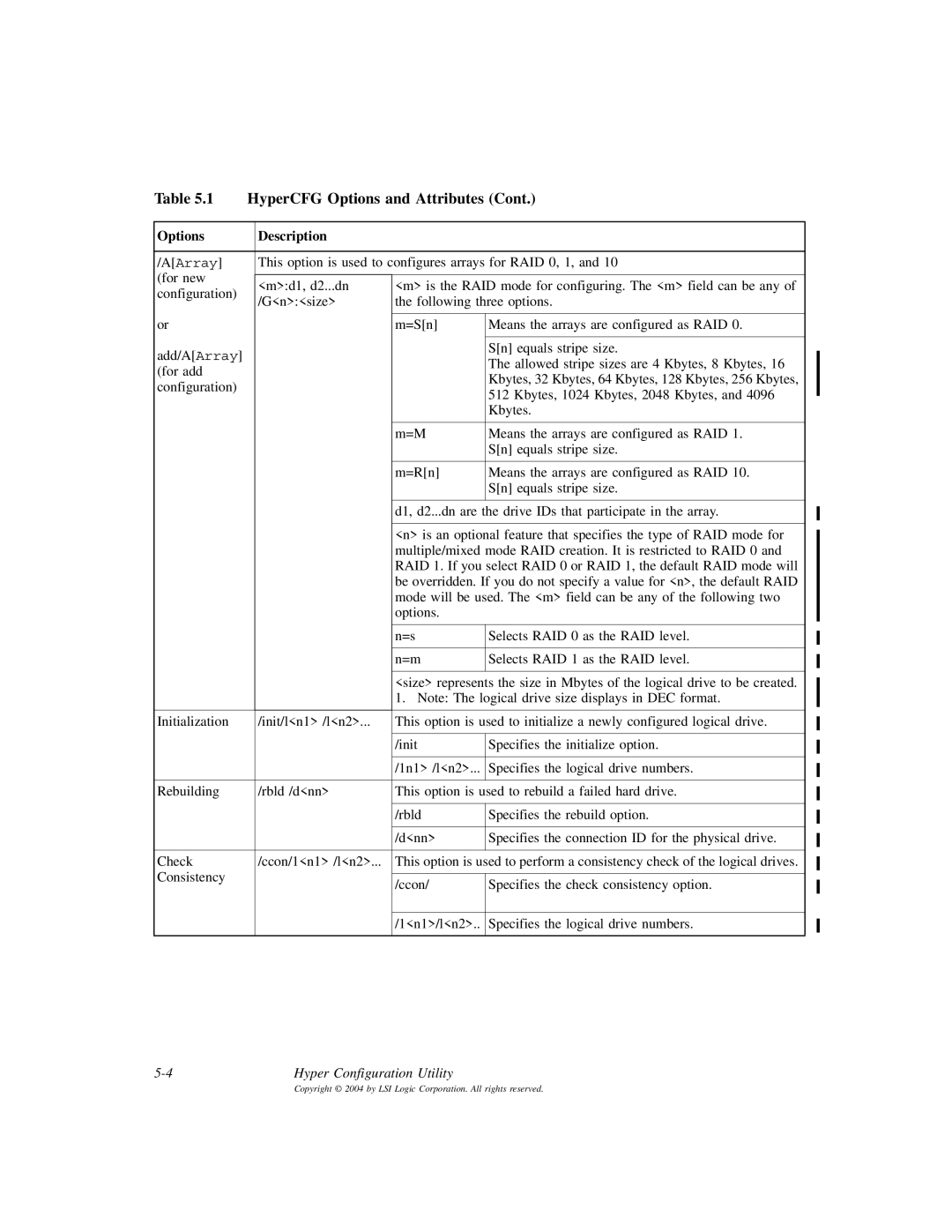 LSI ICH6R, D815-000319-00 manual This option is used to configures arrays for RAID 0, 1 