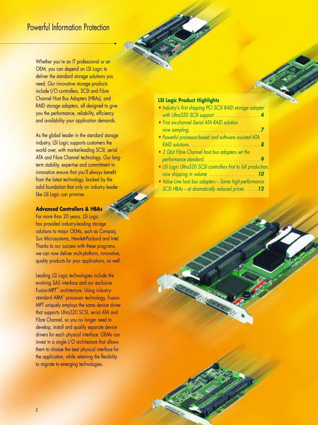 LSI MegaRAID Adapters Host Bus Adapters manual Powerful Information Protection, Advanced Controllers & HBAs 