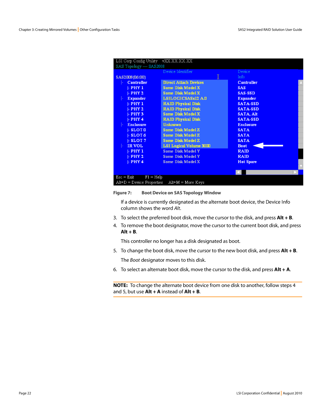 LSI SAS2 manual Boot Device on SAS Topology Window 